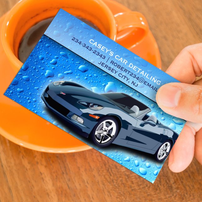 Auto Detailing Water Drops Business Card (Creator Uploaded)