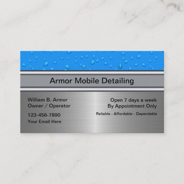 Auto Detailing Water Drops Business Cards (Front)