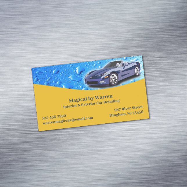 Auto Detailing Water Drops Magnetic Business Card (In Situ)