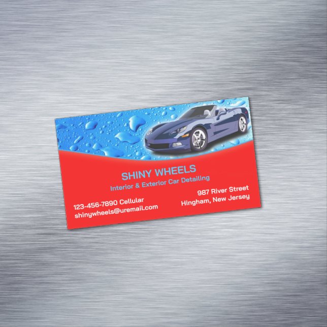 Auto Detailing Water Drops Magnetic Business Card (In Situ)