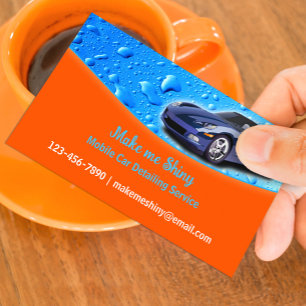 Auto Detailing with Water Drops Business Card