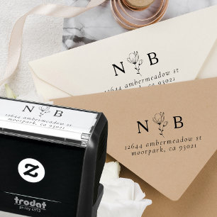 Auto-encreur Initiales minimalistes tampon adresse retour coupl