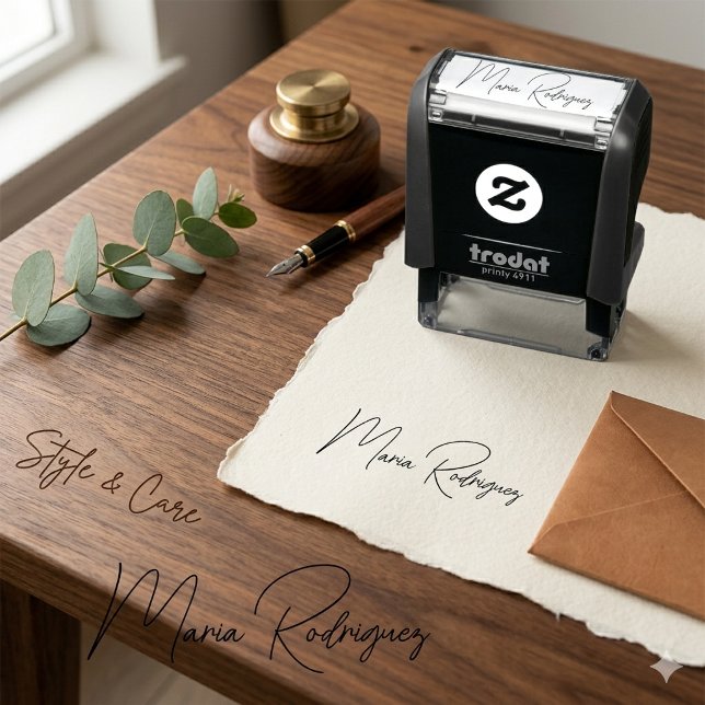 Auto-encreur Style de signature à nom personnalisé tampon auto- (Custom Name Signature Style Self Inking Stamp Design)
