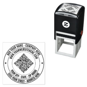 Auto-encreur Votre code QR Texte Adresse Rond Tampon auto-encre