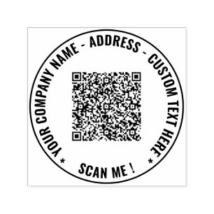 Auto-encreur Votre code QR Texte personnalisé Rond Tampon auto-
