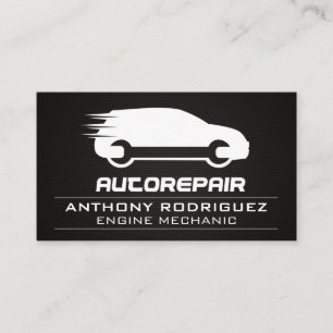 Auto Fix Repair Logo   Carbon Fibre Metallic Business Card