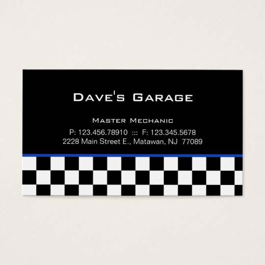 Auto Garage Business Card Racing Blue