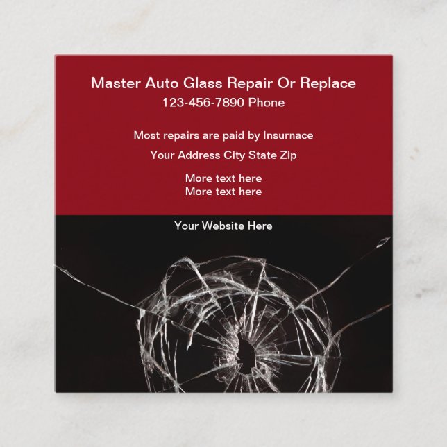 Auto Glass Repair And Tinting Square Business Card (Front)