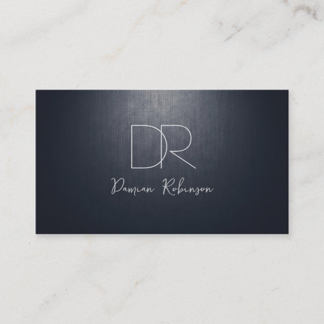Auto Insurance Dark Blue Custom Monogram Business Card (Front)