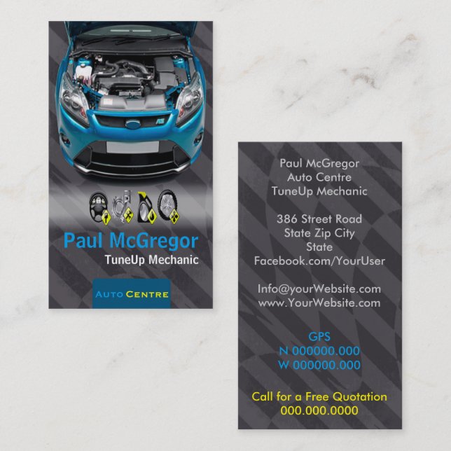 Auto It centers - TuneUp Mechanic Business Card (Front/Back)