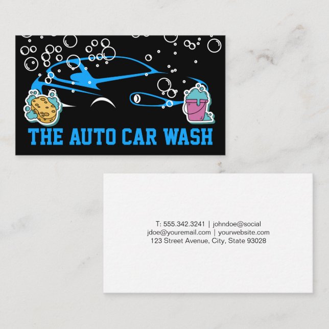 Auto Logo | Soap Bubbles | Sponge and Bucket Business Card (Front/Back)