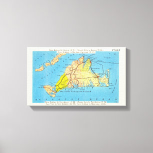 Auto Map of Martha's Vineyard MA Canvas Print