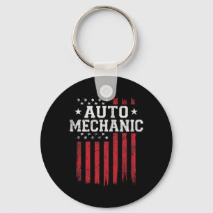Auto Mechanic American Flag Usa Patriot Patriotic Keychain
