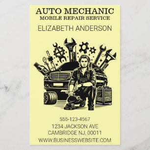Auto Mechanic Automotive Repair Metal Style Flyer
