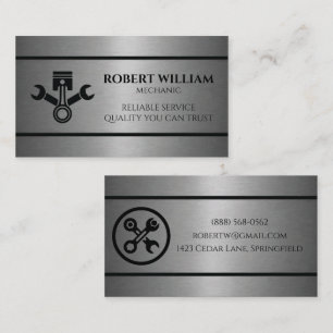Auto Mechanic Automotive Repair Service Metal Business Card