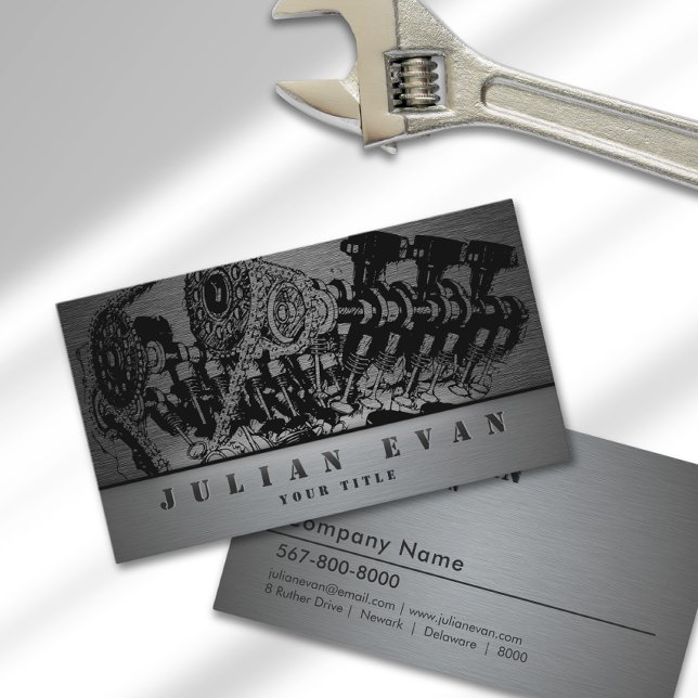 Auto Mechanic Automotive Repair Service Metal Business Card (Auto Mechanic Automotive Repair Service Metal Business Card)