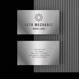 Auto Mechanic Automotive Stainless Steel  Business Card