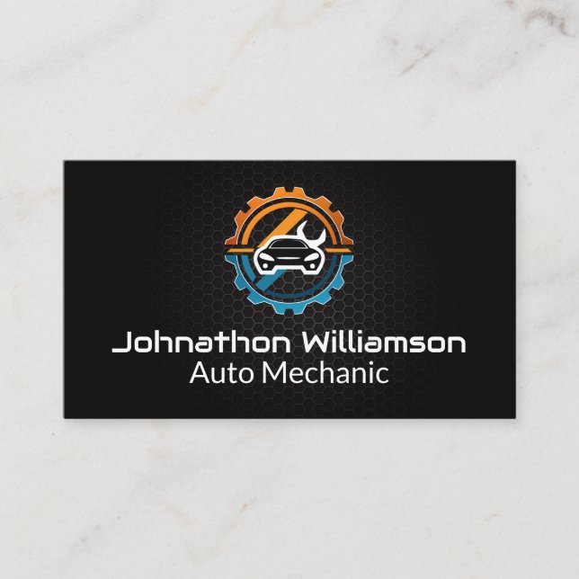 Auto Mechanic | Car Repair Logo Business Card (Front)