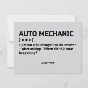 Auto Mechanic Definition – Office Humour Postcard