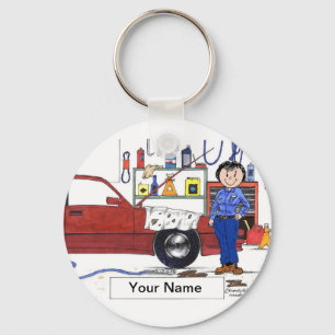 Auto Mechanic  Female Cartoon by PrintedPerfection Keychain