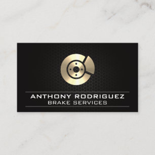 Auto Mechanic   Gold Rotor Icon Business Card