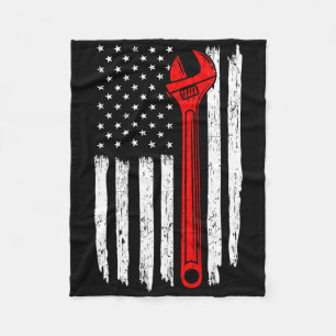 Auto Mechanic Independence Day Patriotic Tech Auto Fleece Blanket