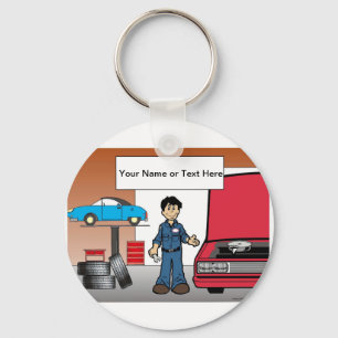 Auto Mechanic - Male Cartoon by PrintedPerfection Keychain