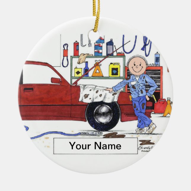 Auto Mechanic - Male Ceramic Ornament (Front)