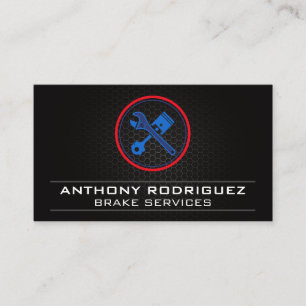 Auto Mechanic Wrench Pistons Logo Business Card