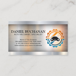 Auto Parts and Services   Metallic Brushed Business Card