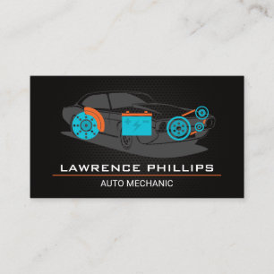Auto Parts Carbon Fibre Pattern   Mechanic Service Business Card