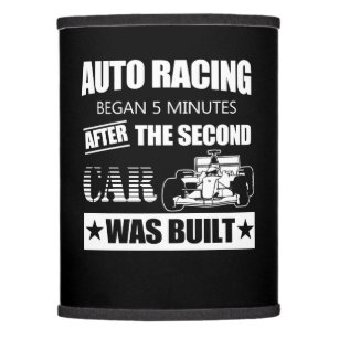 auto racing began 5 minutes after the second car w lamp shade