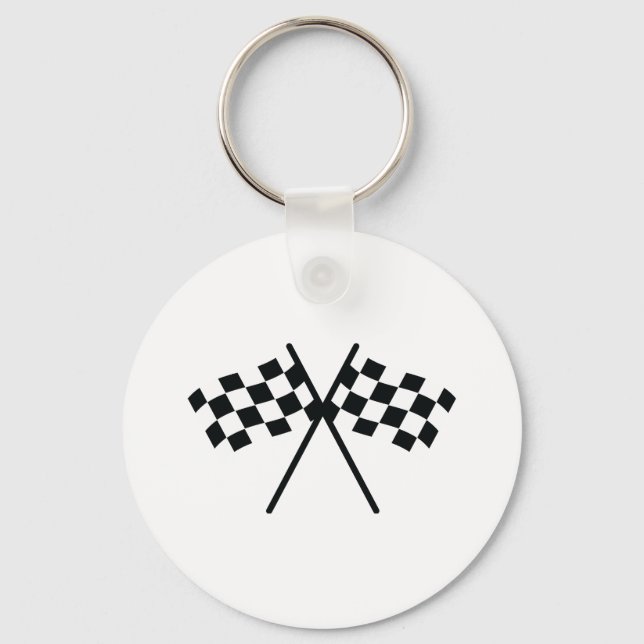 auto racing chequered flag keychain (Front)