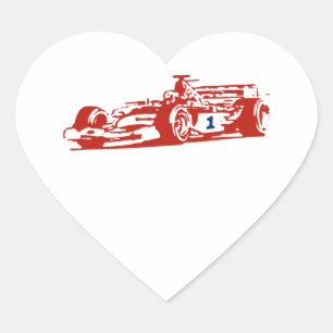 Auto Racing Cool Illustration Heart Sticker