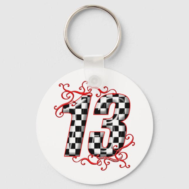 auto racing number 13 keychain (Front)