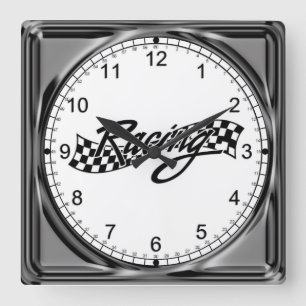Auto Racing Square Wall Clock