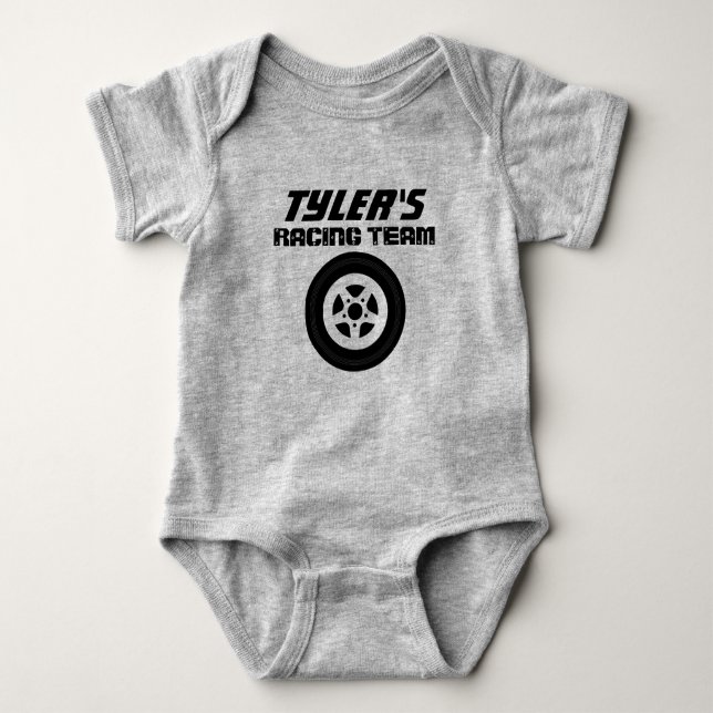 Auto racing theme baby romper bodysuit for boy (Front)