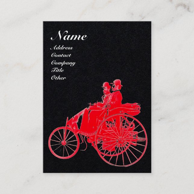 AUTO REPAIR AUTOMOTIVE MONOGRAM  Black White Red Business Card (Front)