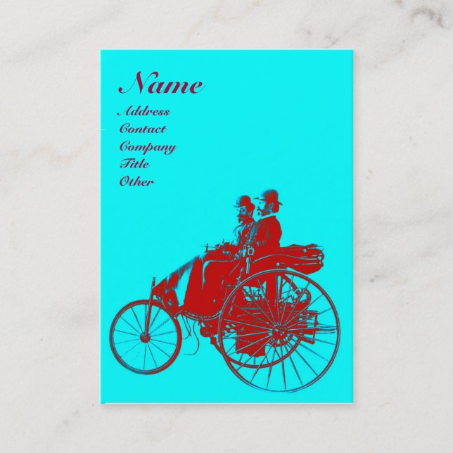 AUTO REPAIR AUTOMOTIVE MONOGRAM Blue Turquoise Red Business Card (Front)