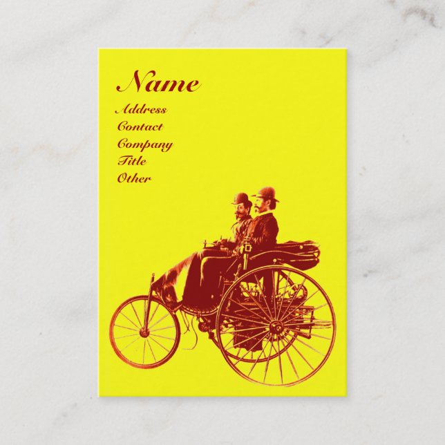AUTO REPAIR AUTOMOTIVE MONOGRAM yellow brown Business Card (Front)