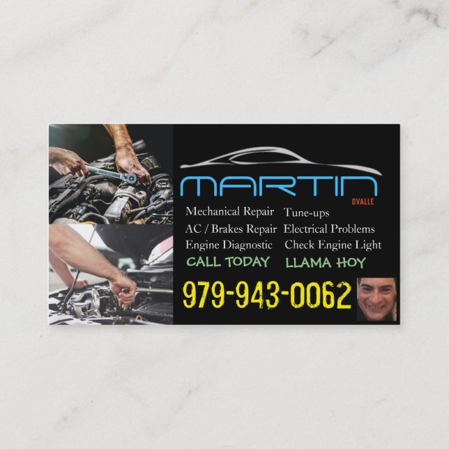 Auto repair business card (Back)
