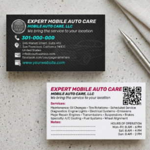 Auto Repair & Car AC Specialist Custom Logo QR Cod Business Card