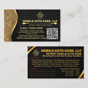 Auto Repair & Car AC Specialist Metal Gold & Black Business Card