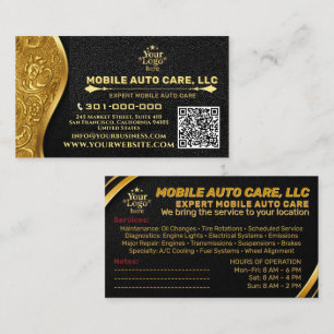 Auto Repair & Car AC Specialist Metal Gold & Black Business Card