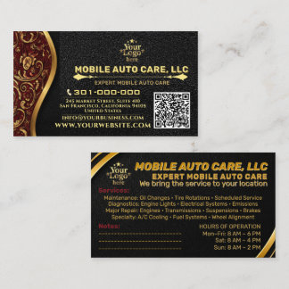 Auto Repair & Car AC Specialist Metal Gold & Black Business Card