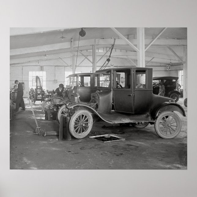 Auto Repair Garage, 1926. Vintage Photo Poster (Front)