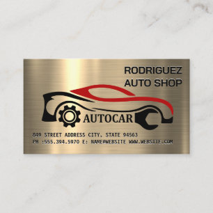 Auto Repair Logo Gold Metallic Background Business Card
