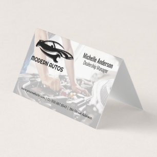 Auto Repair Logo   Mechanic Working on Car Business Card