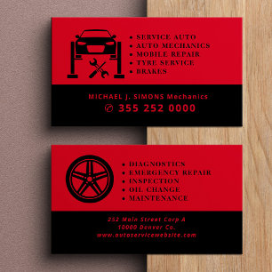 Auto repair professional mobile mechanic service business card