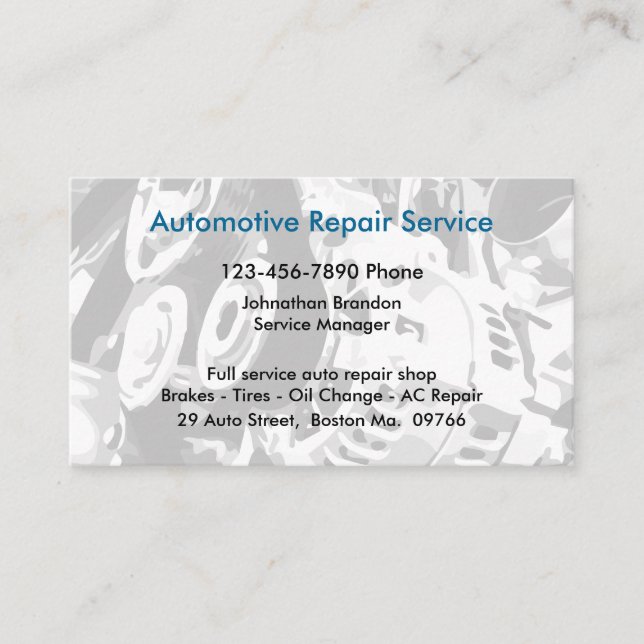 Auto Repair Shop Business Card (Front)